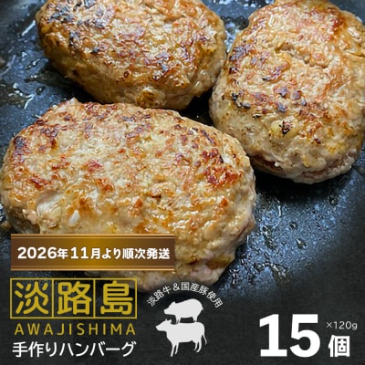 【数量限定】淡路島手作りハンバーグ 15個【2026年11月より順次発送】　an07071