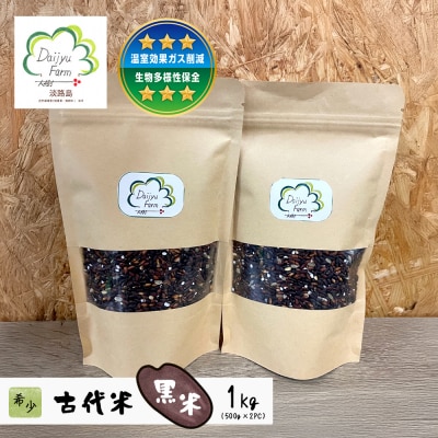 古代米(黒米)　希少!栽培期間中農薬・肥料不使用 1kg(500g×2PC)　aw03007