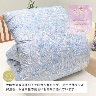 ハンガリーマザーダック95% 二層式 羽毛布団1.3kg SL 25738 ブルー　ao12005