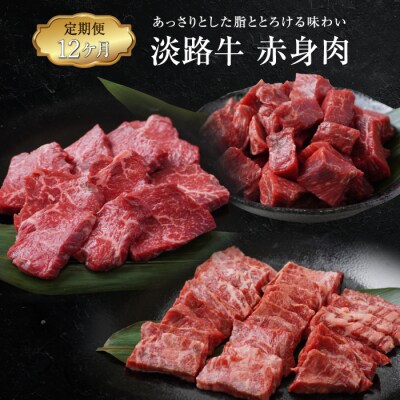【定期便12ヶ月2027年1月発送～】淡路牛 赤身肉の定期便　ao05185
