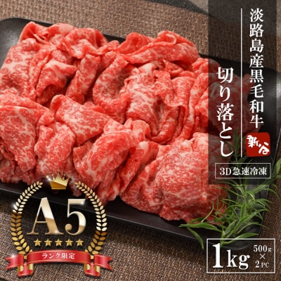 【A5ランク限定】淡路島産黒毛和牛 切り落とし 1kg(500g×2PC)　aa16044