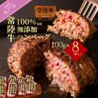 常陸牛100%ハンバーグ100g×8個セット 無添加 【創業60年の老舗肉店手造りのおすすめお礼品】