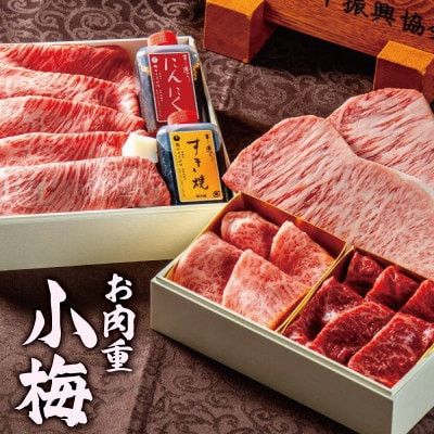 【重箱入り】常陸牛A5肉重(二段重) 小梅 -koume-＜木箱入り・特製タレ付き＞【肉のイイジマ】