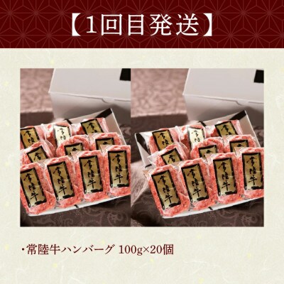 【毎月定期便】常陸牛 Cコース 3ヶ月 無添加ハンバーグ 焼肉 しゃぶしゃぶ 肉のイイジマ全3回