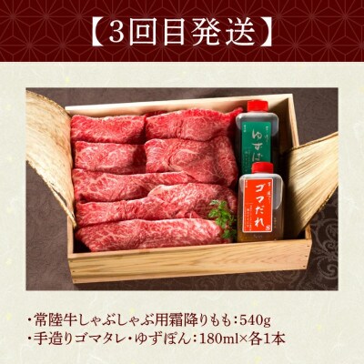 【毎月定期便】常陸牛 Cコース 3ヶ月 無添加ハンバーグ 焼肉 しゃぶしゃぶ 肉のイイジマ全3回