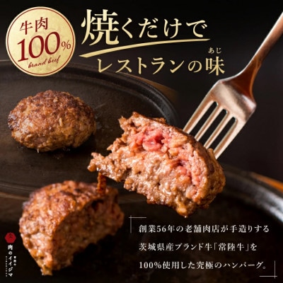 【毎月定期便】常陸牛ハンバーグ100g×10個 無添加【創業60年の老舗肉店　肉のイイジマ】全3回