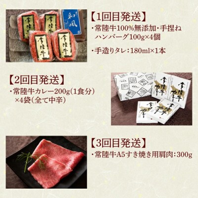 【毎月定期便】常陸牛 6ヶ月Aコース 茨城県産黒毛和牛 すき焼き 焼肉 ハンバーグ カレーなど全6回