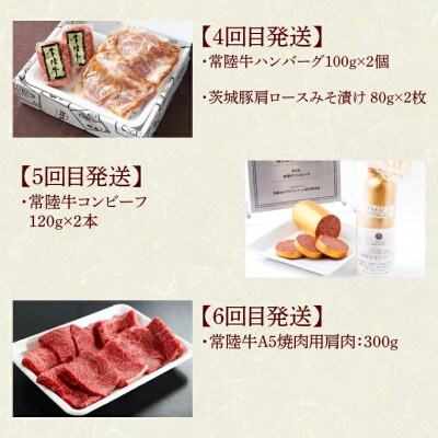 【毎月定期便】常陸牛 6ヶ月Aコース 茨城県産黒毛和牛 すき焼き 焼肉 ハンバーグ カレーなど全6回