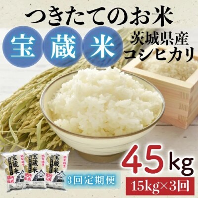 毎月定期便】茨城県産コシヒカリ 宝蔵米 15kg(5kg×3)精米全3回