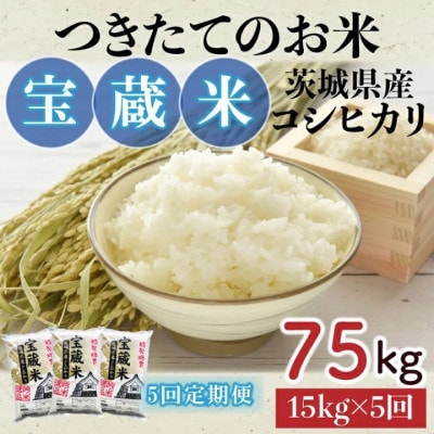 【毎月定期便】茨城県産コシヒカリ　宝蔵米　15kg(5kg×3)精米全5回