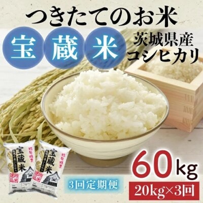 【毎月定期便】茨城県産コシヒカリ 宝蔵米 精米 20kg(10kg×2)全3回
