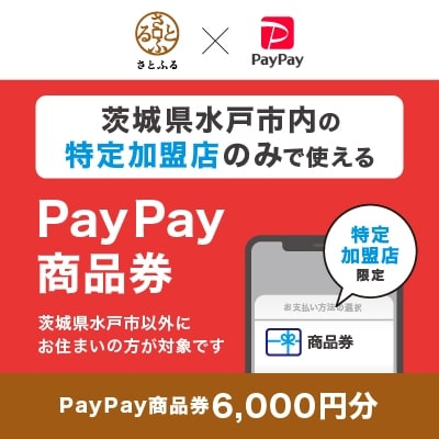 茨城県水戸市　PayPay商品券(6,000円分)※地域内の一部の加盟店のみで利用可