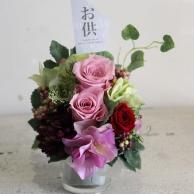 プリザーブドフラワー 仏花 mmピンク ケース付き