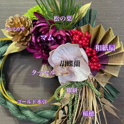 お正月しめ縄  リース  しめ縄飾り  金彩の迎春