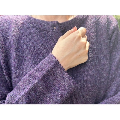 レディースカーディガン丸首・【パープルMIX】・Lサイズ