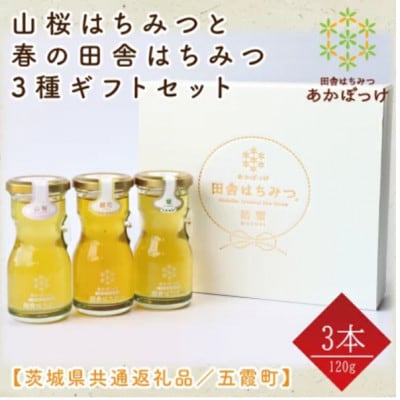 山桜はちみつと春のはちみつの3種ギフトセット【R3山桜】【茨城県共通返礼品/五霞町】