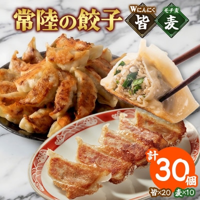 餃子2種 皆(kai)&麦(mugi)計30個 Wにんにく もち麦 手作り 茨城県 水戸市