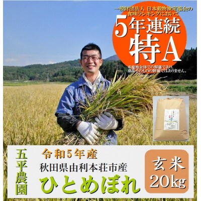 令和5年産　秋田県由利本荘市産ひとめぼれ玄米 20kg