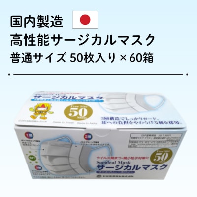 高性能サージカルマスク 50枚入り(サイズ:約17.5×9.5cm)×60箱