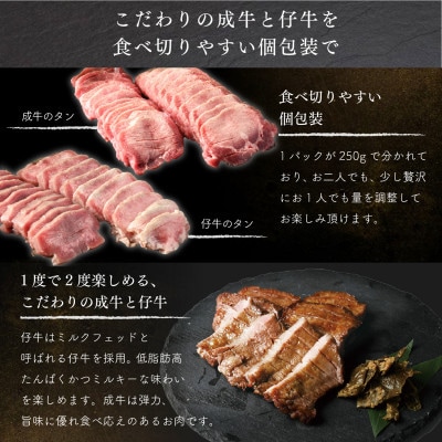 【毎月定期便】大人気商品!成牛&仔牛食べ比べセット!はらからの逸品　牛たん　1.5kg全6回