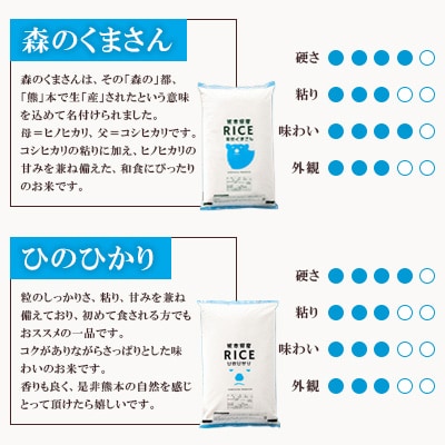 【令和6年産】【食べ比べセット】森のくまさん・ヒノヒカリ 無洗米 20kg(5kg×4袋)熊本県産