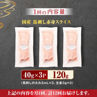 【毎月定期便】まな板不要!切れてる 国産馬刺し 3P全12回
