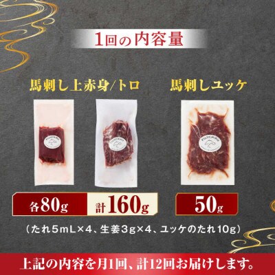 【毎月定期便】ふじ馬刺し 赤身 と 霜降り 馬刺し セット全12回