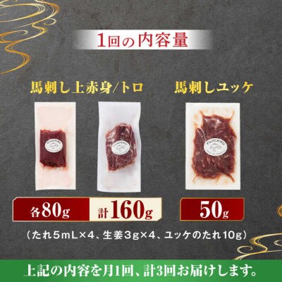 【毎月定期便】ふじ馬刺し 赤身 と 霜降り 馬刺し セット全3回