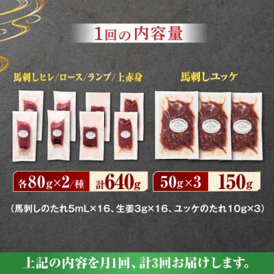 【毎月定期便】専門店オススメ!赤身 馬刺し の 堪能セット全3回
