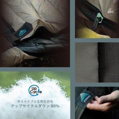 【FUGAKU】ENVELOPE SLEEPING BAG ダウンシュラフ グレー