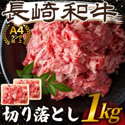 【A4～A5】長崎和牛切り落とし　1kg(500g×2p)(壱岐市)