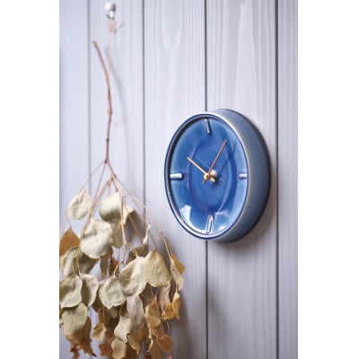 杉浦製陶の陶磁器製掛け時計 GLAZED CLOCK 『ペールブルー』