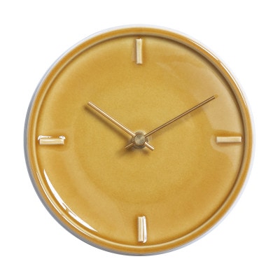 杉浦製陶の陶磁器製掛け時計 GLAZED CLOCK 『ペールイエロー』