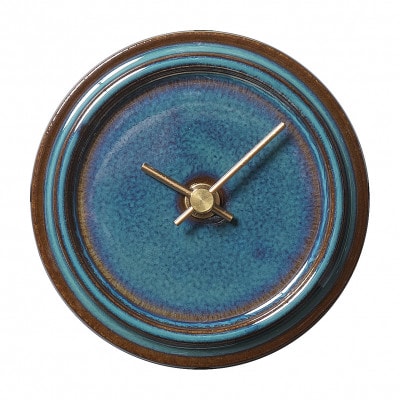 杉浦製陶のタイルと木の時計 TILE WOOD CLOCK 壁掛け・置き時計 『青海鼠釉』