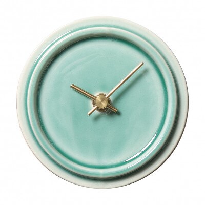 杉浦製陶のタイルと木の時計 TILE WOOD CLOCK 壁掛け・置き時計 『ペールグリーン』
