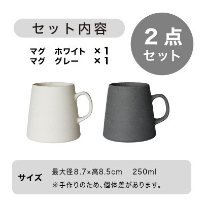 [手作り] MINOMAKELAY(ミノメイクレイ) マグ ペアセット(ボトム) ホワイト/グレー