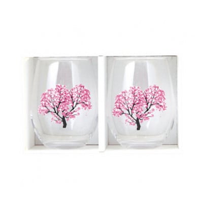 【温度で変化する器】フリーグラス(325ml)ペアセット 『冷感桜』