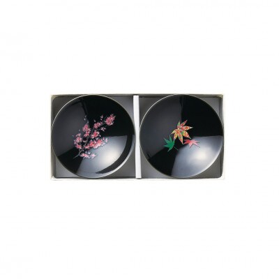 【温度で変化する器】【美濃焼】平盃(白・黒 各2個)ペアセット『桜 & 紅葉』