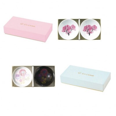 【温度で変化する器】【美濃焼】平盃 四季ペアセット 『冷感桜 ・ 花火 ・ 紅葉 ・ 雪結晶』