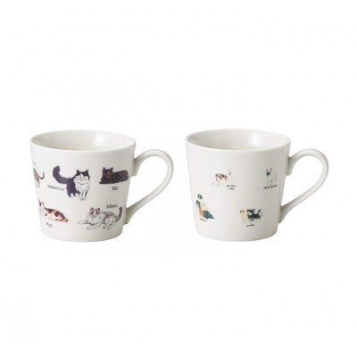 【温度で変化する器】【美濃焼】 温感 ネコ・イヌマグカップ (2個) 『ゆる猫1』『ゆる犬1』