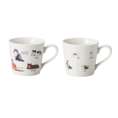 【温度で変化する器】【美濃焼】 温感 ネコ・イヌマグカップ (2個) 『ゆる猫2』『ゆる犬1』