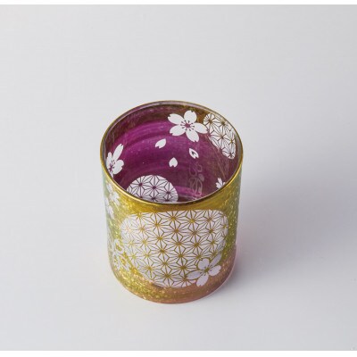 美濃輝璃妓 ロックグラス(300ml)1個『桜』 【コースター、木箱付き】