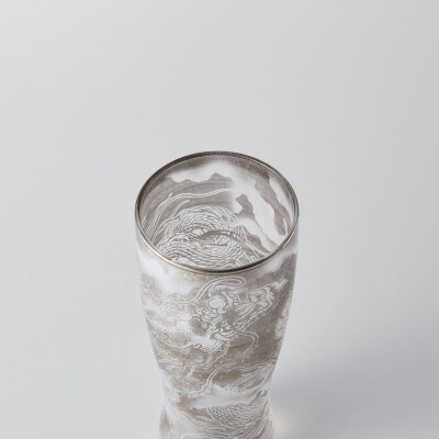 美濃輝璃妓 タンブラーグラス(410ml)1個『龍』 シルバー (ブラックダイヤモンド)