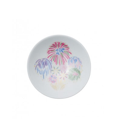 【温度で変化する器】【美濃焼】 平盃(白)1個 『冷感花火』