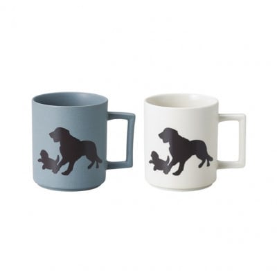 【温度で変化する器】温感 犬マグカップ(2個)『ゴールデンレトリバー』ニューボン&マットライトグレー