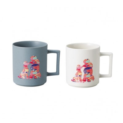 【温度で変化する器】【美濃焼】温感 犬マグカップ(2個)『プードル』ニューボン&マットライトグレー