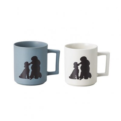 【温度で変化する器】【美濃焼】温感 犬マグカップ(2個)『プードル』ニューボン&マットライトグレー