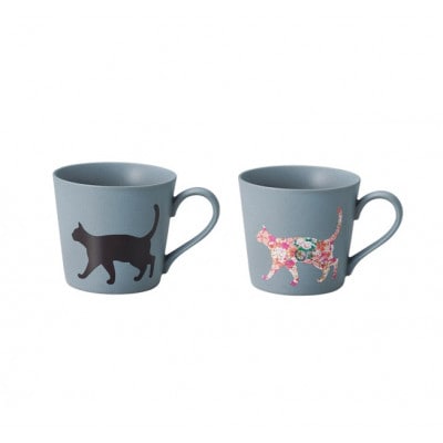 【温度で変化する器】【美濃焼】 猫 食器 4個セット 『クールグレー』