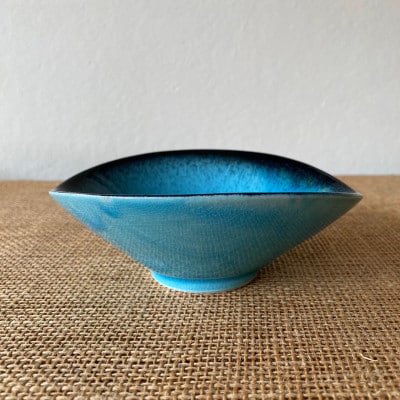 【令和7年産:精米】特別栽培米コシヒカリ(1.8kg)+【美濃焼】青輝貫入楕円小鉢(2個)
