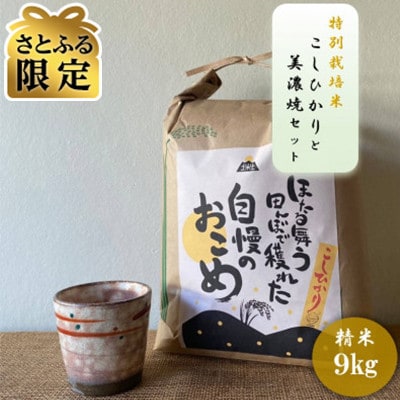 【さとふる限定】【令和7年産:精米】特別栽培米コシヒカリ(9kg)+【美濃焼】赤絵かいらぎカップ